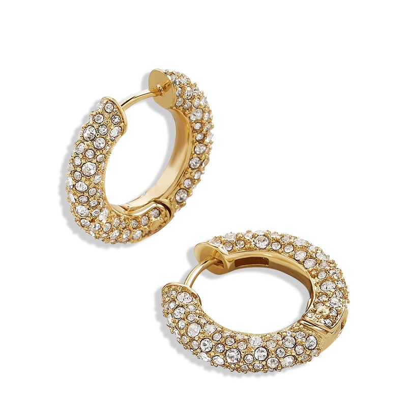 Nouvelle cristal strass oreille manchette Huggie boucles d'oreilles pour les femmes cercle Cartilage empilable cerceau boucles d'oreilles Piercing bijoux: White
