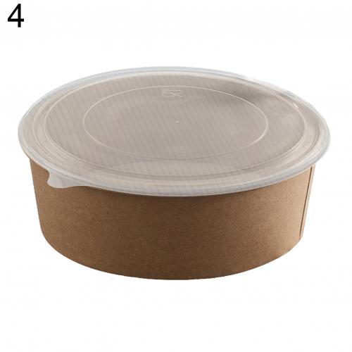 10Pcs Large Capacity Disposable Paper Bowl With Paper Lid Eco Takeaway Food Package Paper Cup Paper Lunch Box Picnic Container: 4