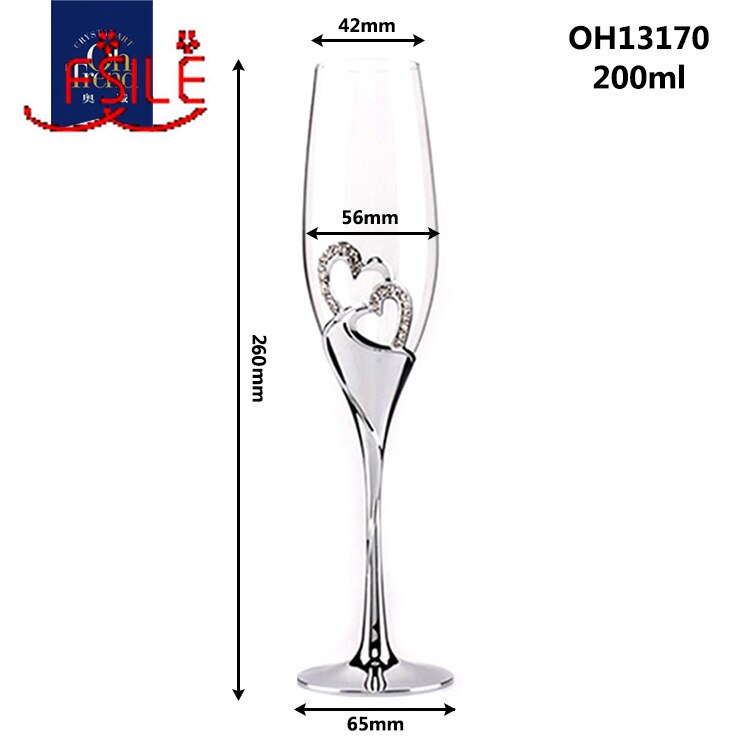 Fsile 2Pcs Crystal Ingelegd Hoog Champagne Bril Geschenkdoos Met Strass Creatieve Champagne Glazen Tall Bril