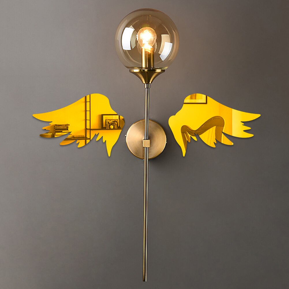 Mirror Surface Wall Sticker Home Decor Self Modern 3D Wing Living Room Waterproof Removable Backgound Bedroom