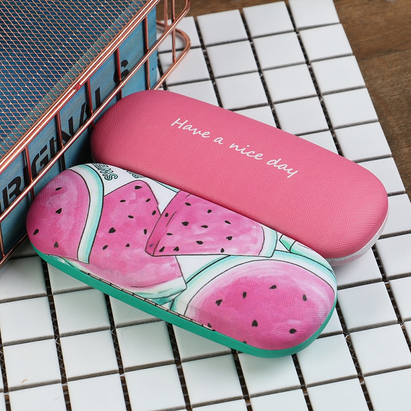 1Pc Cartoon Fruit Patroon Leuke Brillen Case Glas Protector Meisjes Pu Leer Glas Case Eyewear Glazen Doos 16.5X6.2X3.9Cm Pvc