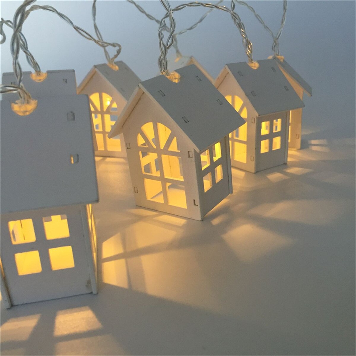 2m 10LEDs Christmas Village House String Light Christmas Tree Decorations Light Simple House Decor Strings For Year