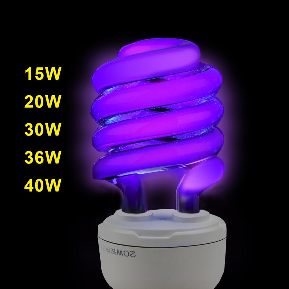 AC 220V E27 UV Ultraviolet Lamp BLB Black Light Blue Bulbs 15W-40W CFL Fluorescent Detection UV Lure Lamp Violet Decor Lights