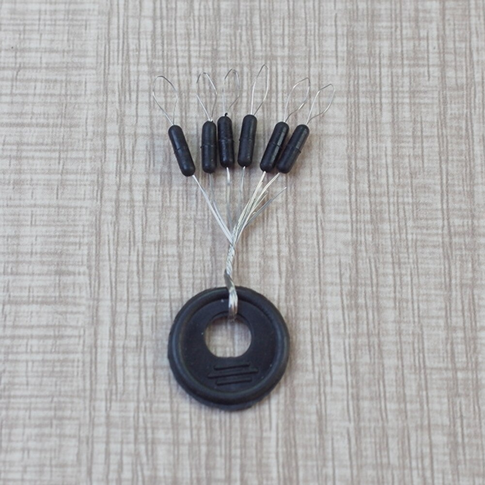 Tope de bolas espaciales de goma negra, ovalado/Cilindro adecuado para sedal de pesca, accesorios de aparejos de pesca de carpa, 60 piezas, 10 grupos