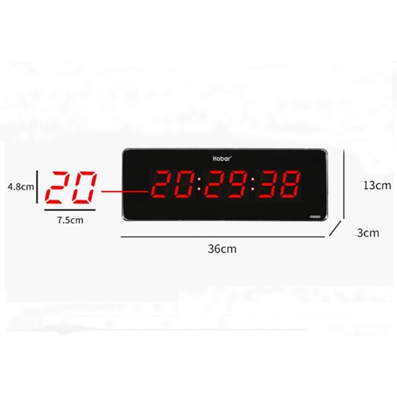 36*13*3cm Digital Wall Clock Hours Minutes Seconds Display Desk Table Clocks Plug-In Use Electronic LED Wall Watch EU/US/UK Plug