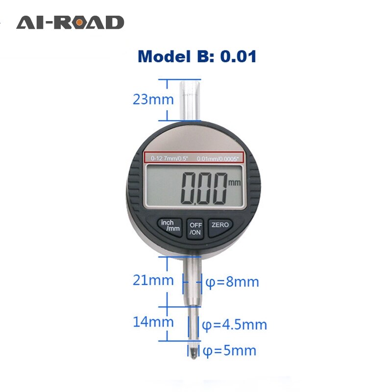 0-12.7mm Electronic Micrometer 0.01mm and 0.001 Digital Micrometro Dial Indicator Depth Measuring Tools: Model B0.01