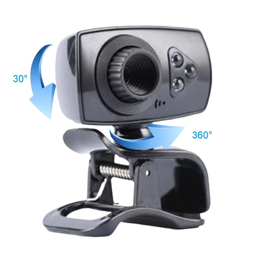 High-definition Clip-on Web Camera 8 Megapixels USB Webcam 2.0 with Microphone 3 LED for PC Laptop Computer Desktop Conference