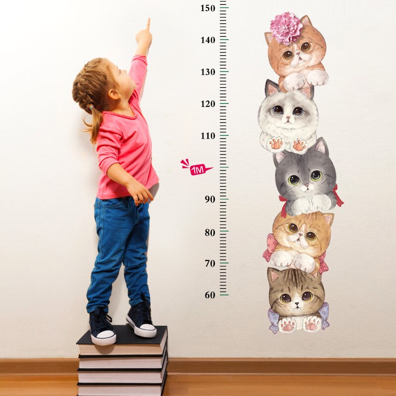 Friendly Cartoon Animals Kids Height Wall Stickers for Baby Rooms Lovely Giraffe Elephant Cats Home Decor PVC Vinyl Wall Decals: No.18