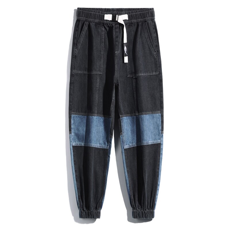 jeans da uomo alla moda in stile giapponese pantaloni larghi in denim scozzese di design allentato pantaloni larghi pantaloni Streetwear pantaloni anca-salto