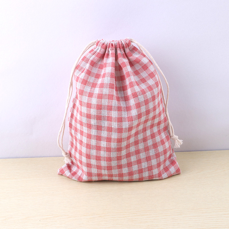 Bolsa de tela de lino y algodón con cordón para niños, bolsa de almacenamiento de zapatos de tela de viaje con estampado de plantas y animales, estuche de maquillaje, de Navidad: L / green