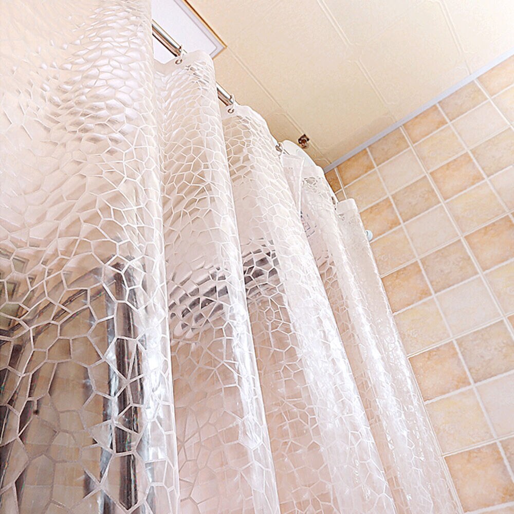 Wasserdicht 3D Badezimmer Dusche Vorhang Transparent Bad Vorhang mit Haken Verdickt Bade Sheer Breite Bad Vorhang: 3D / 180cmx180cm