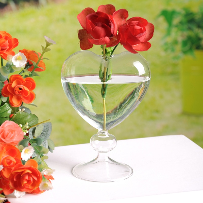 Glas blomkrukor plantera hjärta glasvas stående heminredning blomvas skrivbord dekorativ vas bröllopsfest dekor vaso