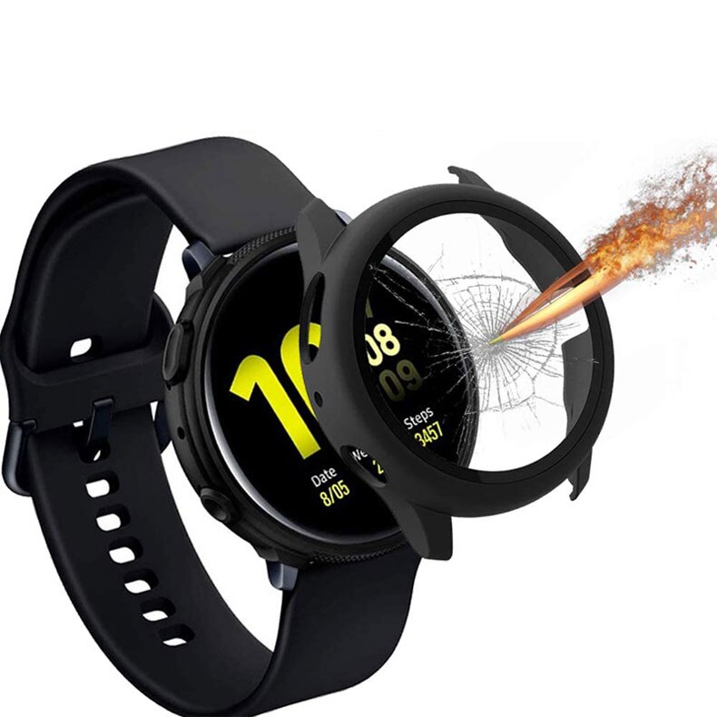 Case+Glass For Samsung Galaxy Watch Active 2 44mm 40mm Tempered Glass Screen Protector Cover Bumper For Samsung Active 2 Case