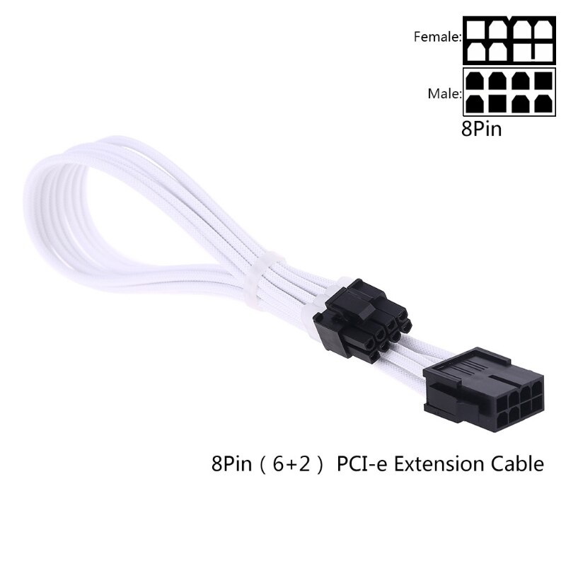 Mouw Extension Voeding Kabel 24-Pin Een Tx/Eps/8-Pin Pci-E Gpu/8pin cpu/6-Pin Pcie/4Pin Cpu Kabel Met Kammen 18 Awg: White 8PIN