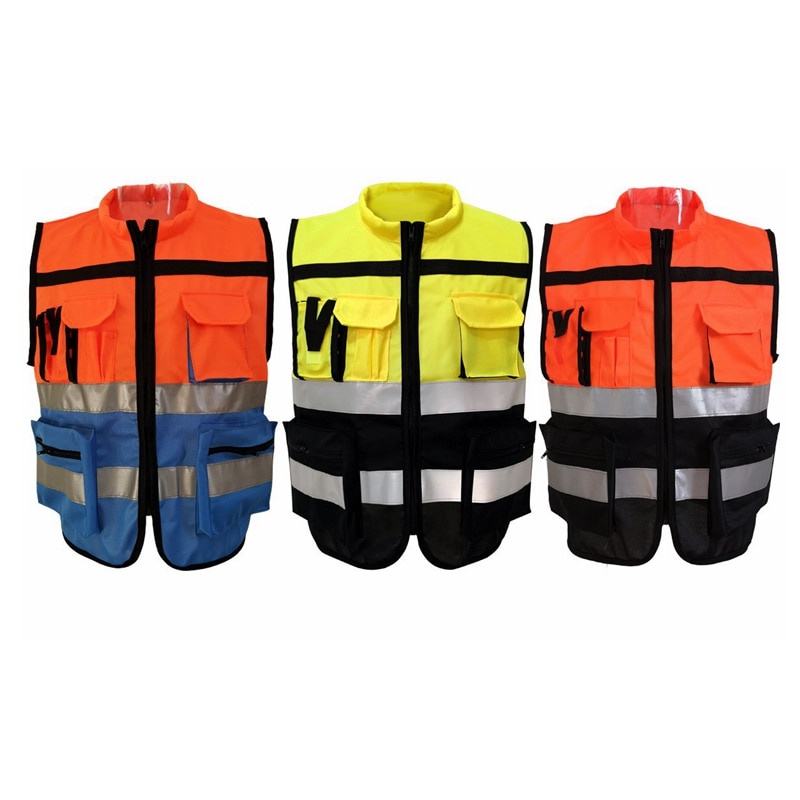 Safety Reflective Vests Traffic Command Night Outdoor Cycling Warning Highlighted Useful Pocket Windproof Protect Clothes