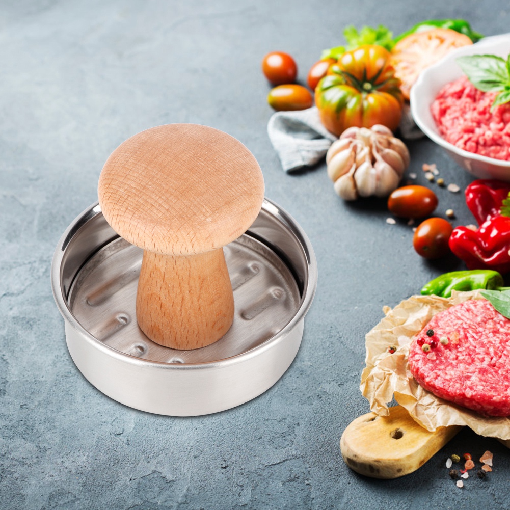 Forma de cozinha de aço inoxidável, redonda, para hambúrguer, prensa para carne, grelhar, prensa para fazer hambúrguer, 1 peça