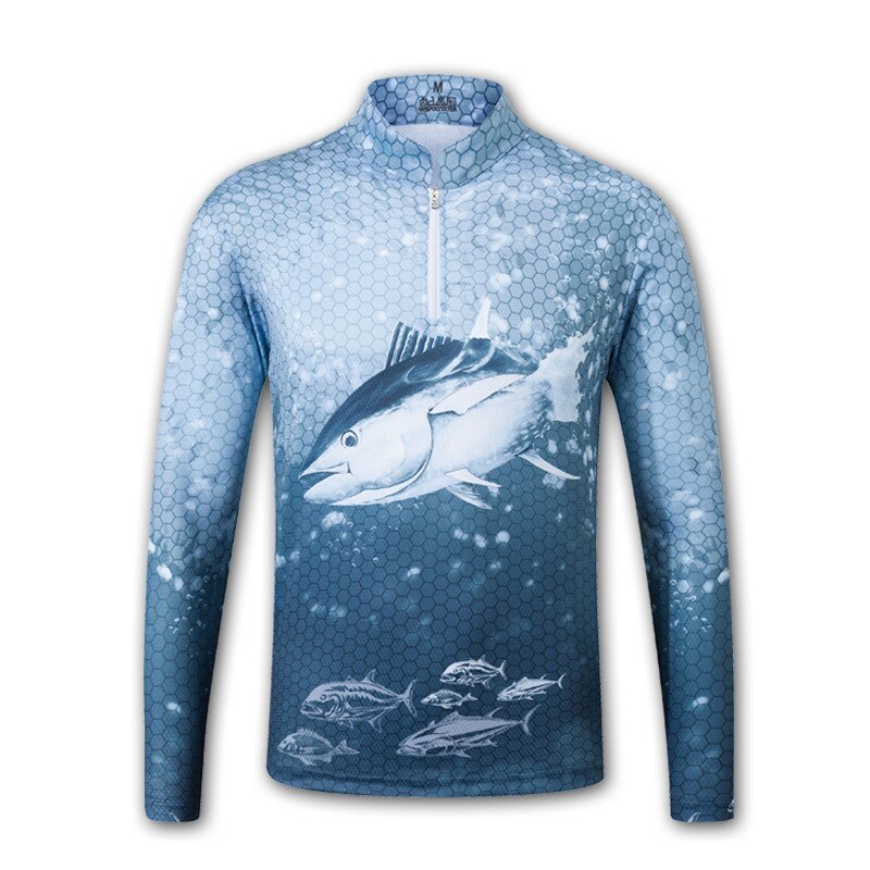 Traje de pesca ultrafino para hombre, ropa de pesca de secado rápido Anti-uv, camisa de pesca transpirable de manga larga con cuello levantado, ropa de pesca de verano: M / Grey