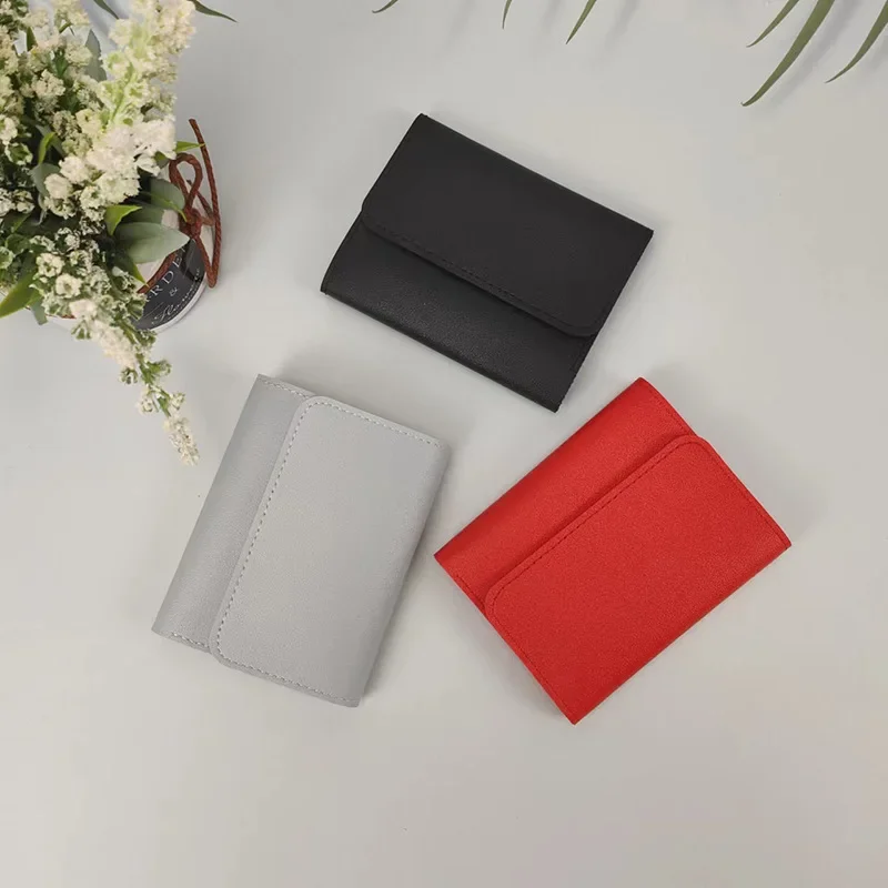 Carteras bonitas para mujer, pequeño bolso con cerrojo multitarjeta, Mini bolsa a la , Simple, tres pliegues, Clip corto, cartera portátil para mujer, monederos