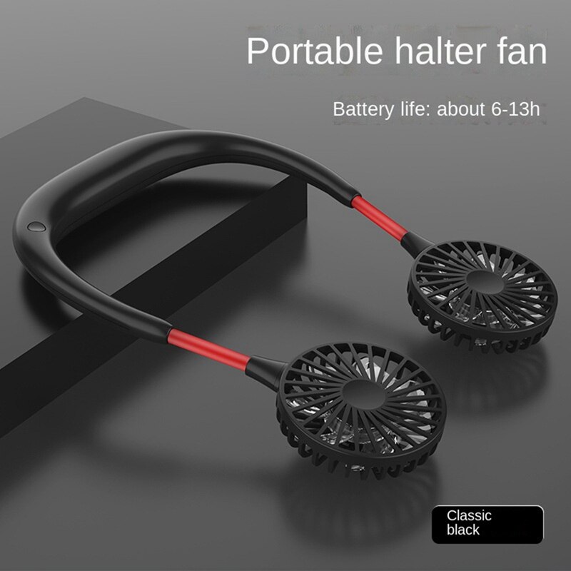 Neck Fan Portable USB Rechargeable Fan Personal Fan Wearable with Dual Heads for Travel Outdoor Office