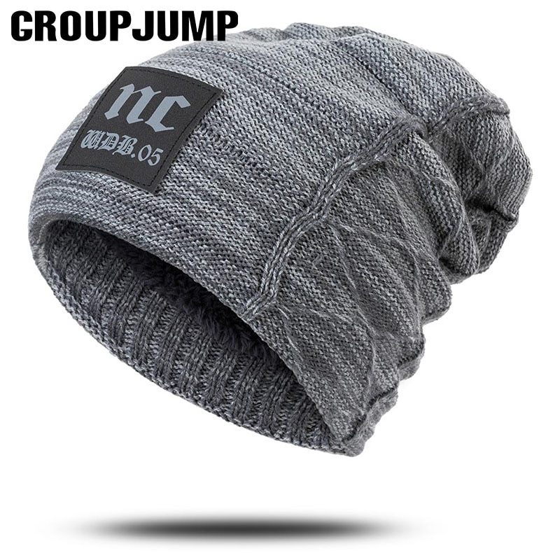 Groupjump afslappet vinterhue til mænd tyk strikkede hue hue mandlige hold varmen mandlige vinter kalot damer hue gorro