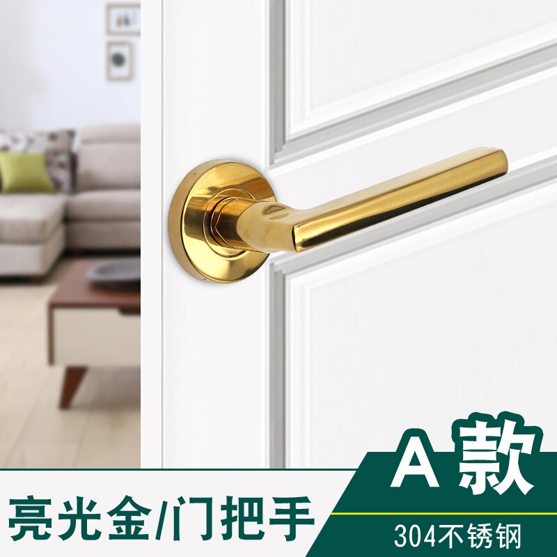 Door Handle Set Stainless Steel Lock Interior Home Door Handle Lock Durable Adjustable Latch Security WJ11: gold