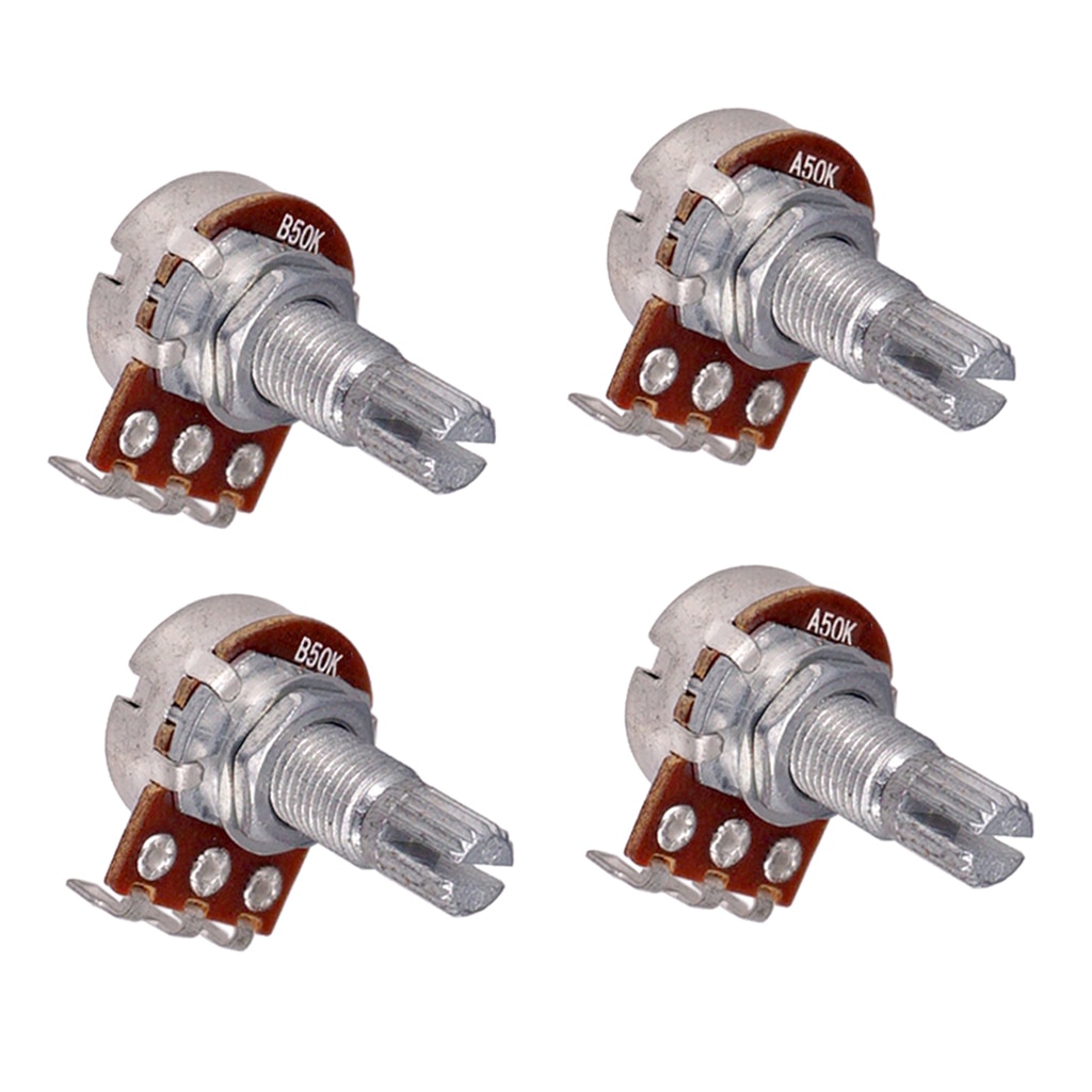 Guitar potentiometer pot A50k B50K 4-pack set 17mm dia tone volume control