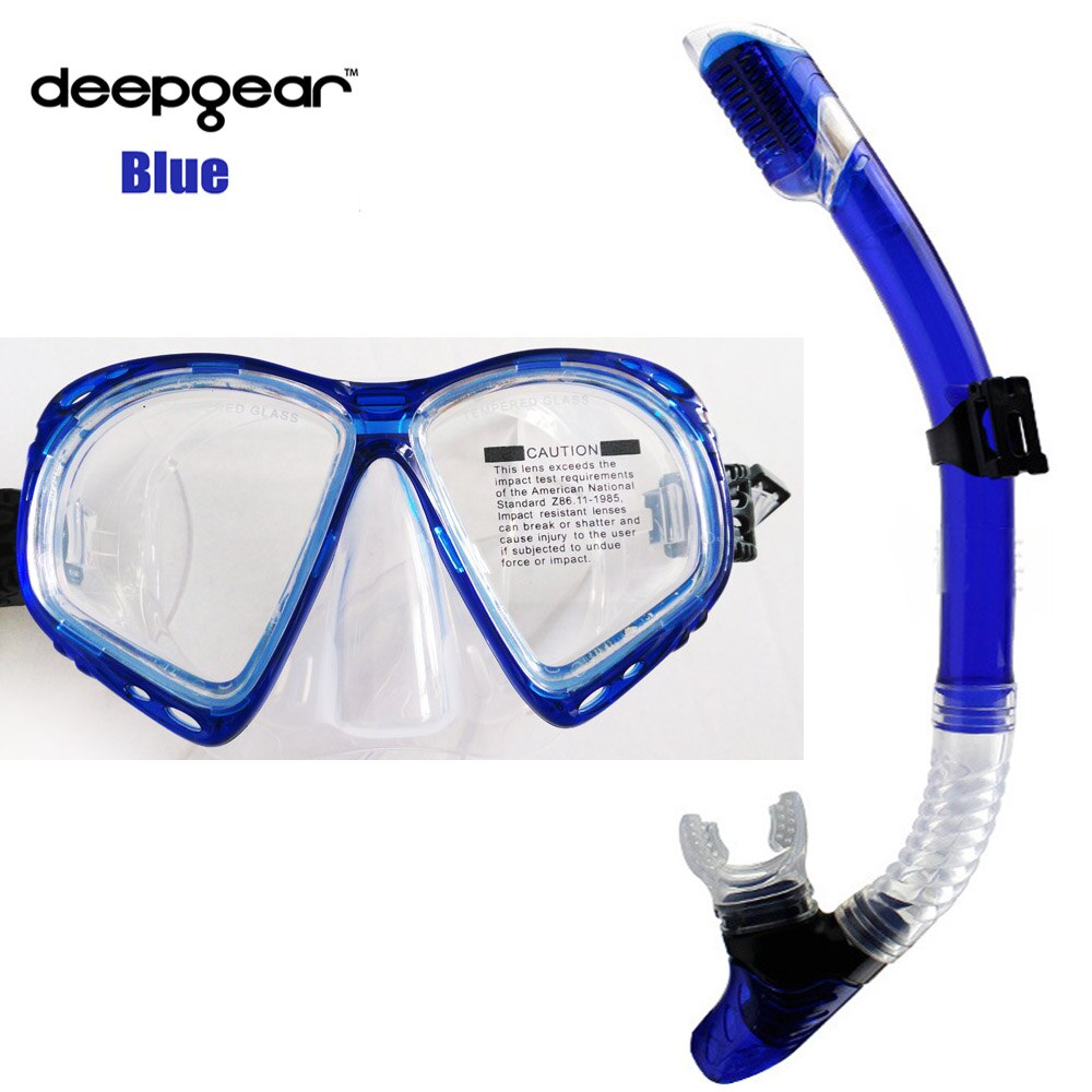 Le plus récent masque de plongée sous-marine myopie et engrenages de plongée masque de plongée en silicone pour adultes avec tuba pour la plongée en apnée et la plongée: Standard Blue Set