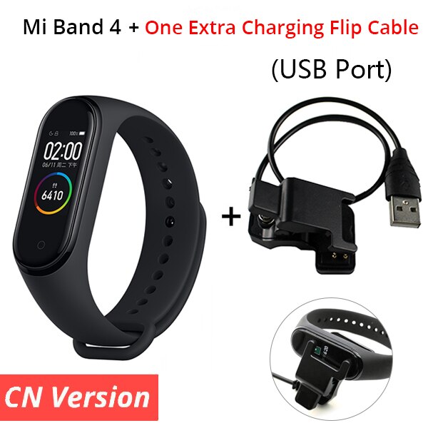 Original Xiaomi Mi Band 4 Smart Bracelet 3 Color AMOLED Screen Miband 4 Fitness Traker Bluetooth Smartband: CN n USB Charger