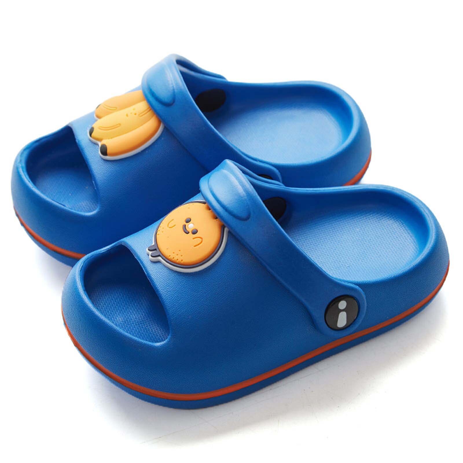 #5 Toddler Boys Girls Beach Pool Slides Sandals Home Fruit Slippers Kids Soft Shoes Flat Pool Water Shoes Home Shoes For Kids: Blue / 17 