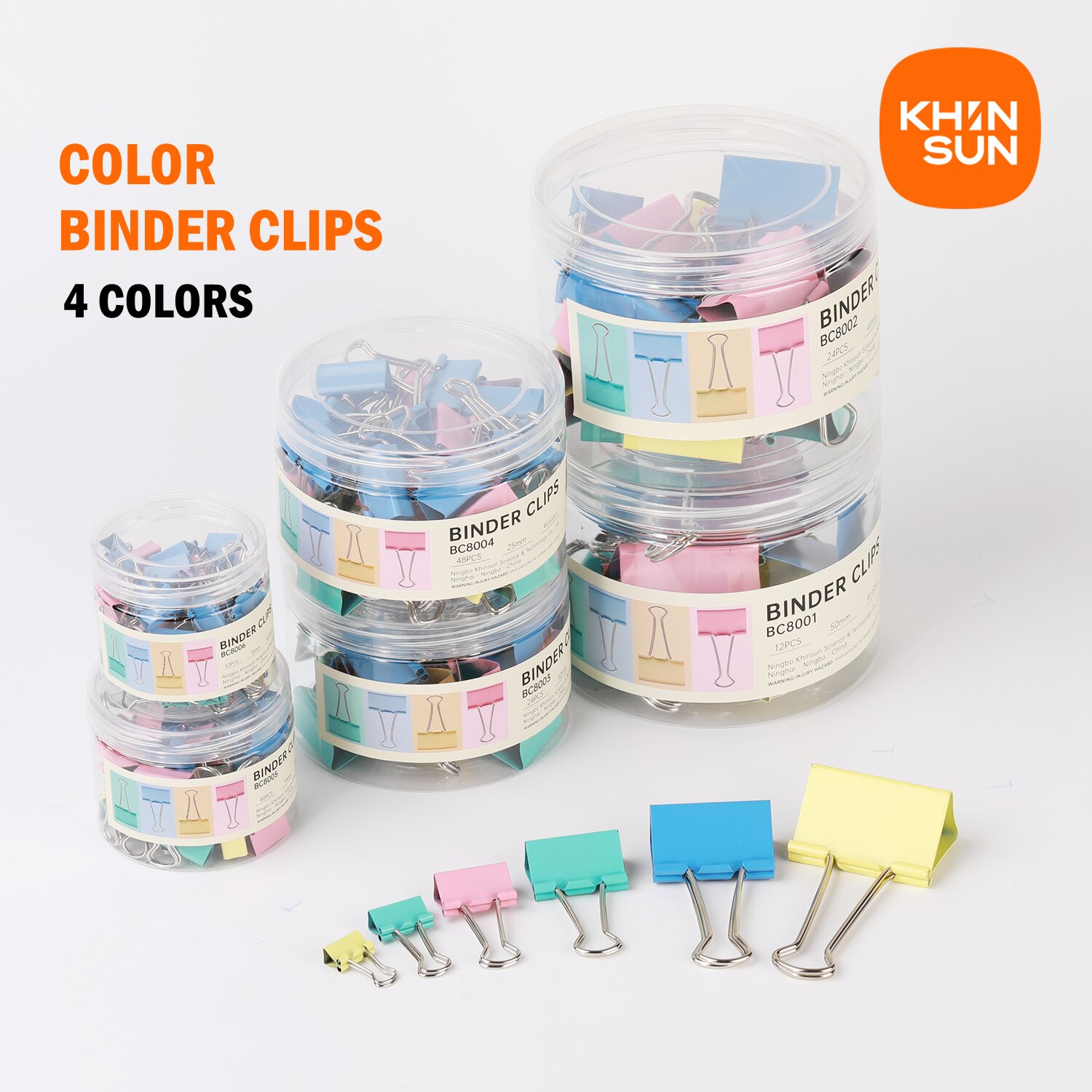 Khinsun Color Binder Clip 15/19/25/32mm Multicolor Paper clips Document File Binder school office supplies E8554A