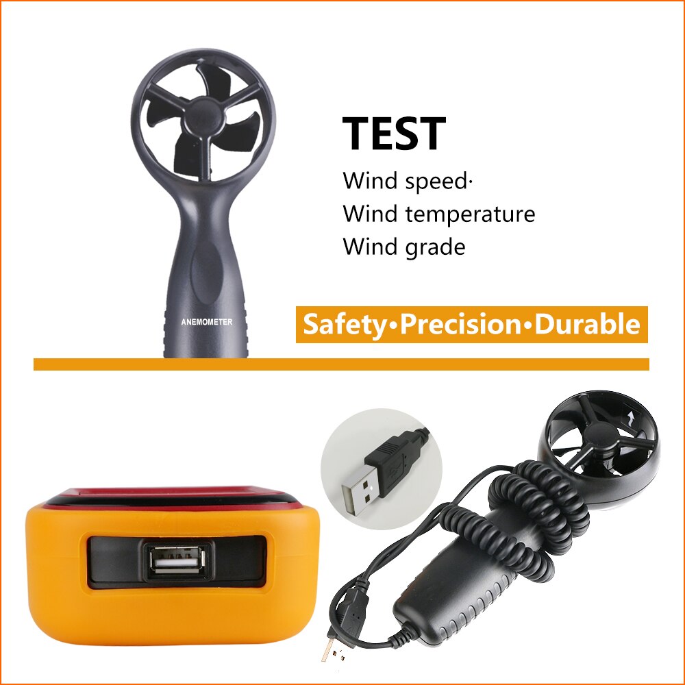 RZ Anemometer Wind Speed Sensor LCD Digital Wind Speed Meter Thermometer Portable 0~30m/s Anemometer Wind Speed Meter Anemometro