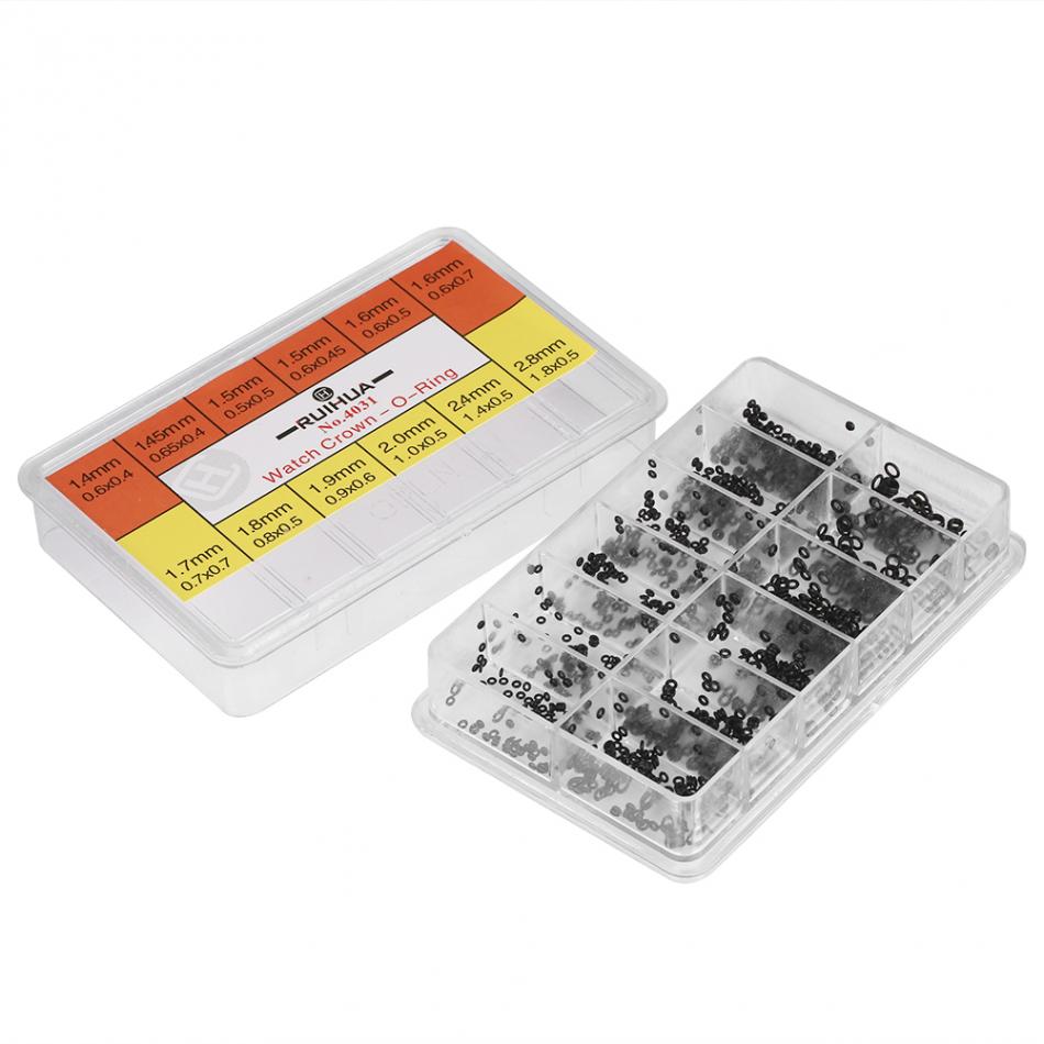 Pieni kello kuminen o-rengasrasia kumialuslevy kellon kruunu o-renkaat vedenpitävät tiivisteet korjaustyökalut kellon kuminen aluslevy