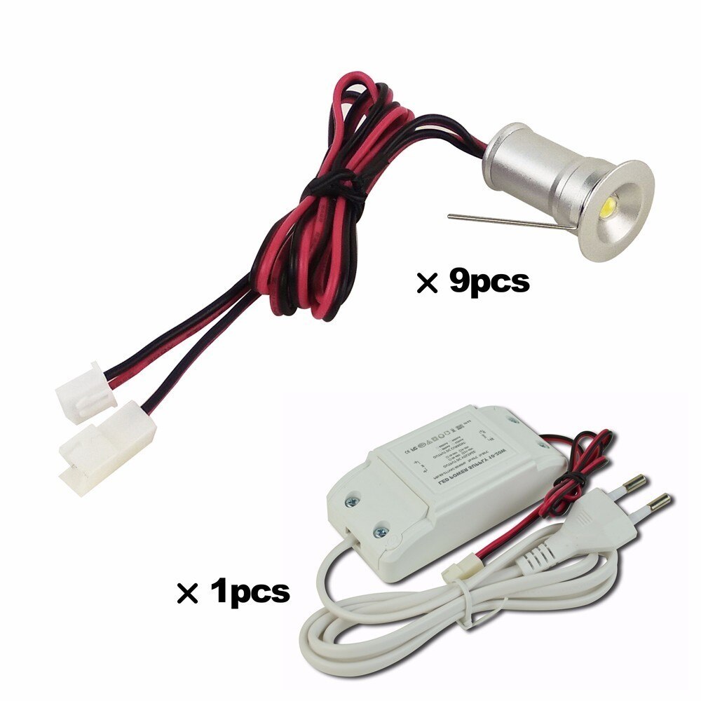 1W Mini Led Ceiling Downlight 15mm Cutout Recessed Spotlight 120D AC85-277V Driver Indoor Cabinet Lighting Small Spot 9pcs/set