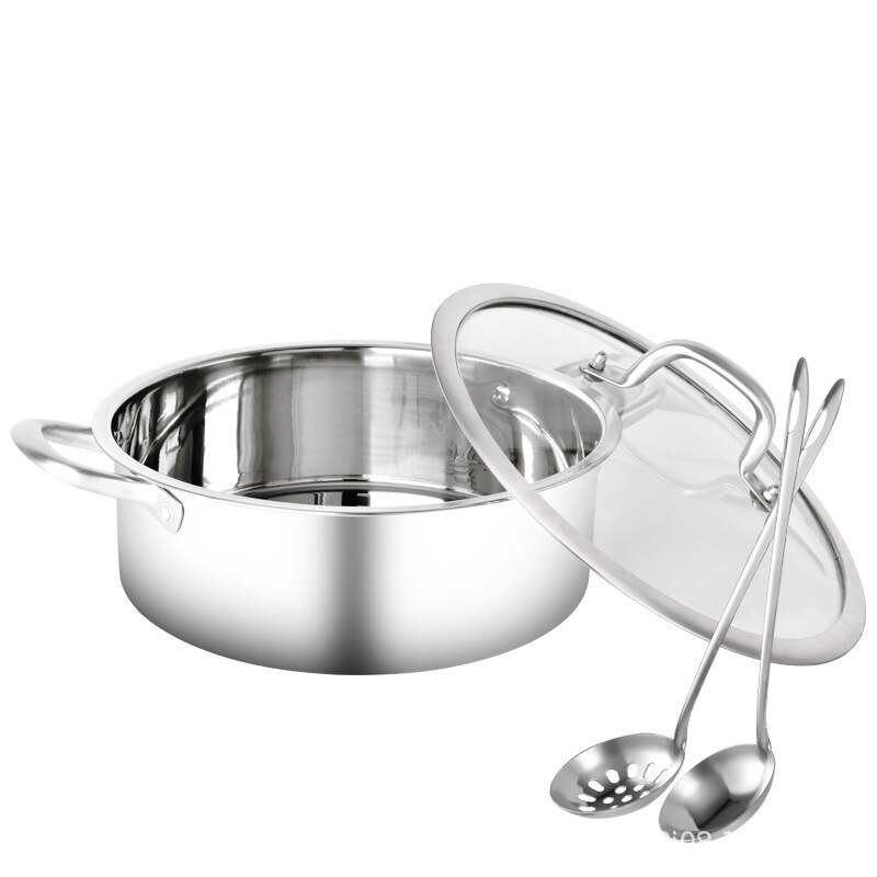 Home Kitchen Cookware Soup Cooking Pot Twin Divided Stainless Steel Pot Hotpot Induction Cooker Gas Stove Compatible Pot: Single Pot / 28cm
