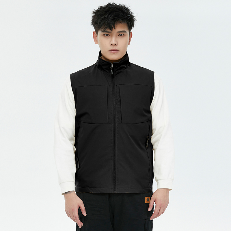 2025 chaleco de otoño para hombre, chaqueta sin mangas con bolsillo y cremallera a prueba de viento a la de , ropa de , chaleco informal para senderismo para hombre: 5 XL / Negro