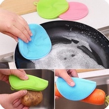 Fruit Groente Food Grade Siliconen Afwassen Spons Borstel Antibacteriële Keuken Schoonmaken Pad Schoon Groente/Pan Brush Tool