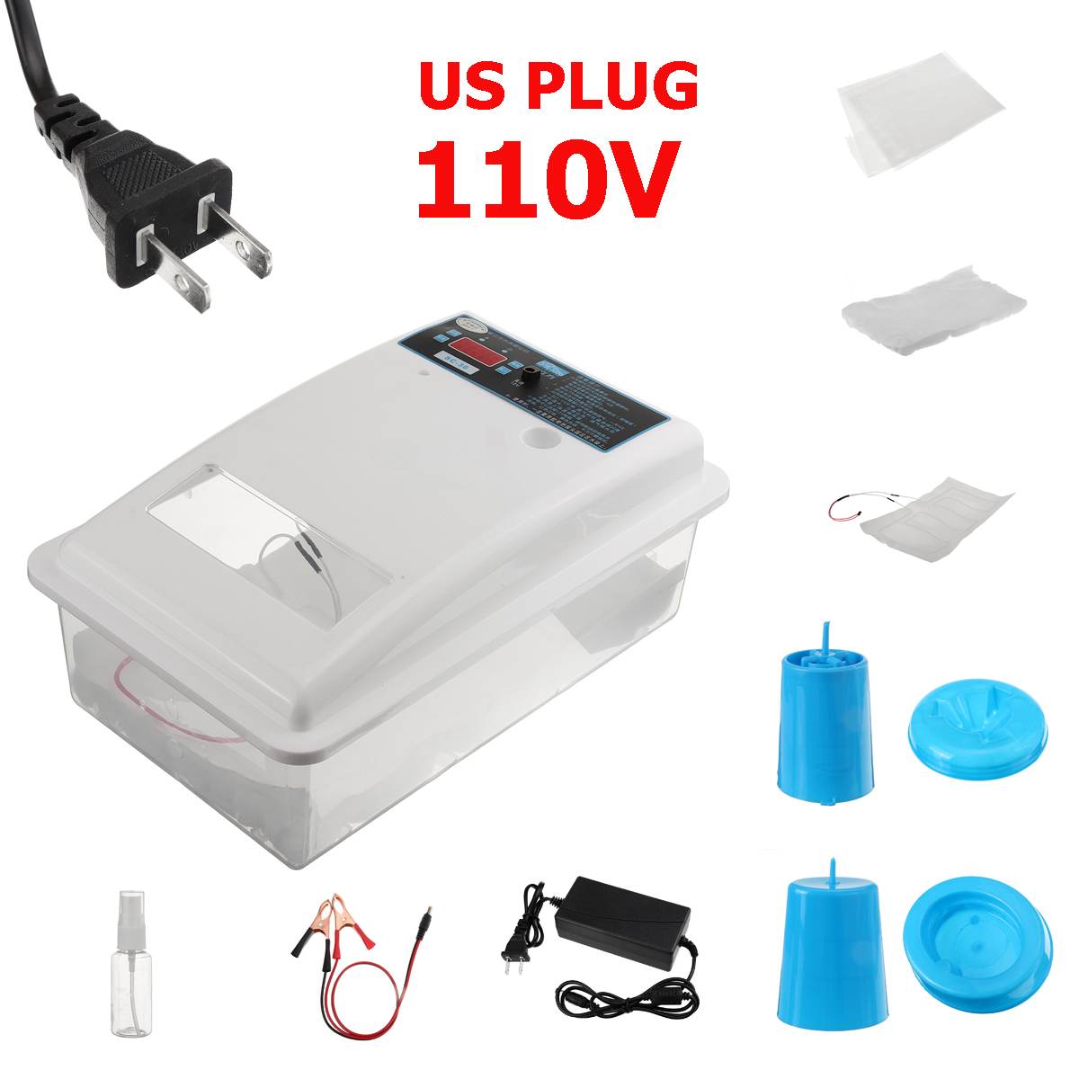Halvautomatisk vaktel kylling egg inkubator brooder klekkeri fjærfe utstyr inkubator maskin 36 kylling egg vann seng inkubator: 110v us plug