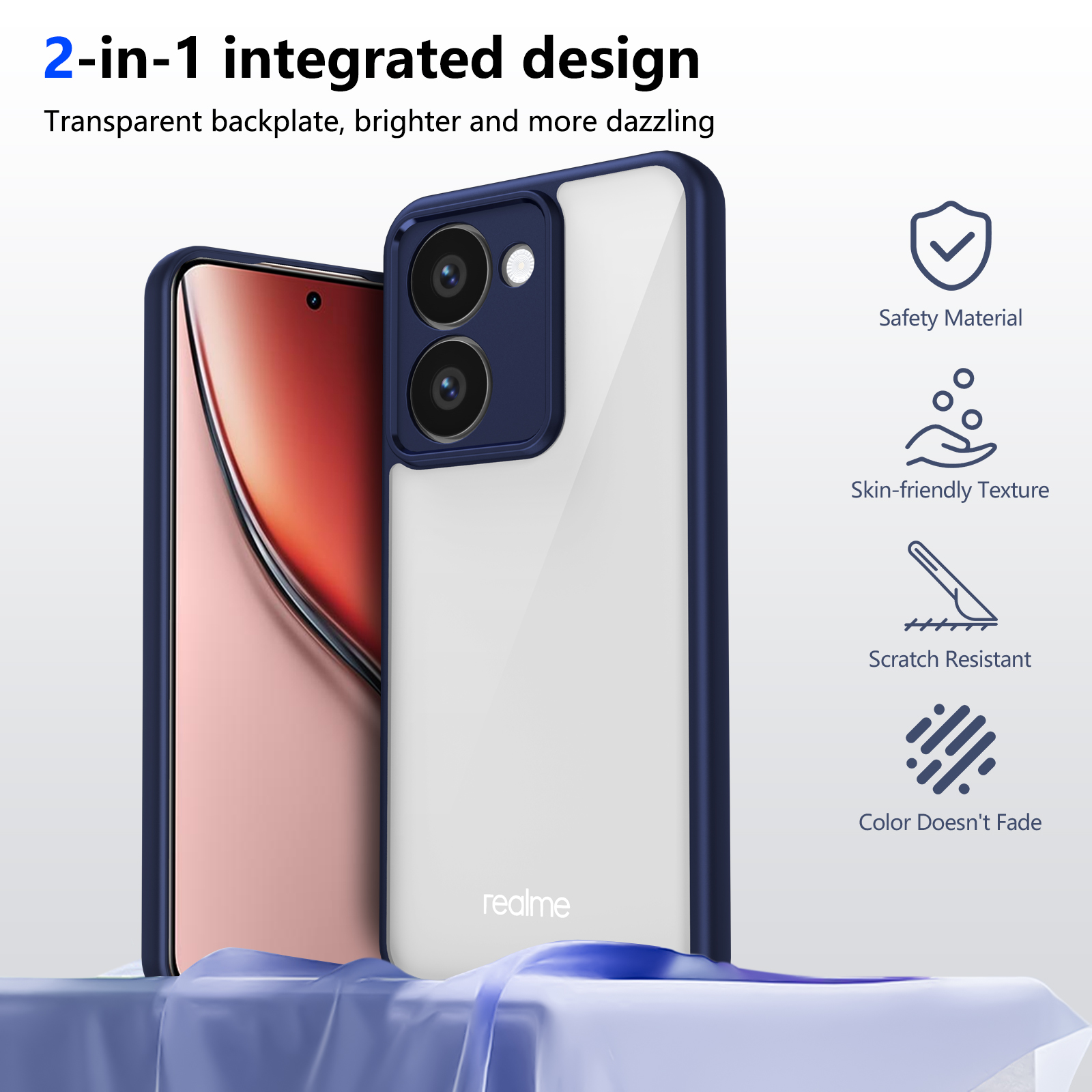 for Realme P3 Ultra case Simple transparent skin-feel cover Suitable for Realme P3 / Neo7x /P3X /Narzo 80x 5G Fudna: Blue / Realme P3