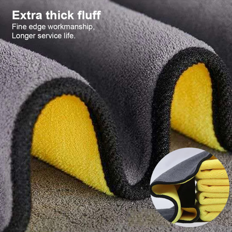 Toallas de lavado de microfibra para coche, paño de secado de absorción de agua, suave y grueso, doble capa, 30/40/60cm