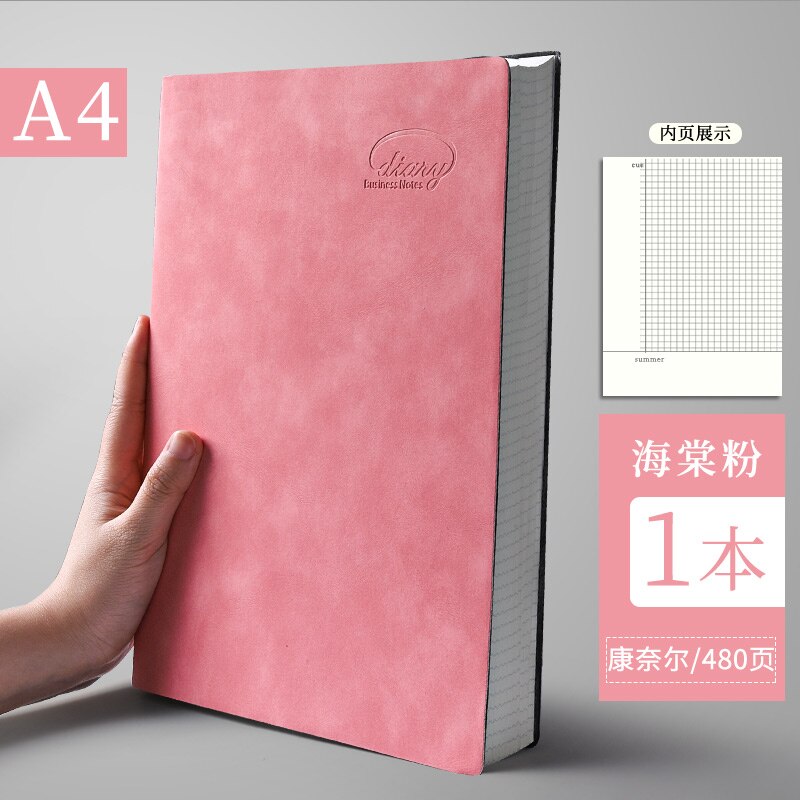 Notesbog  a4 fortykket stor virksomhed super tykt gitter blankt gitter dagbog cuaderno notesbøger og tidsskrifter libretas zeszyt caderno: Lyserød cornell