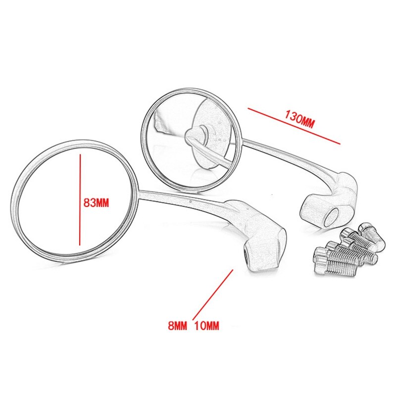 Motorcycle Rearview Side Mirror with 8/10Mm Screws Universal Round Retro Modified Motorbike Cafe Racer Rear View Mirrors