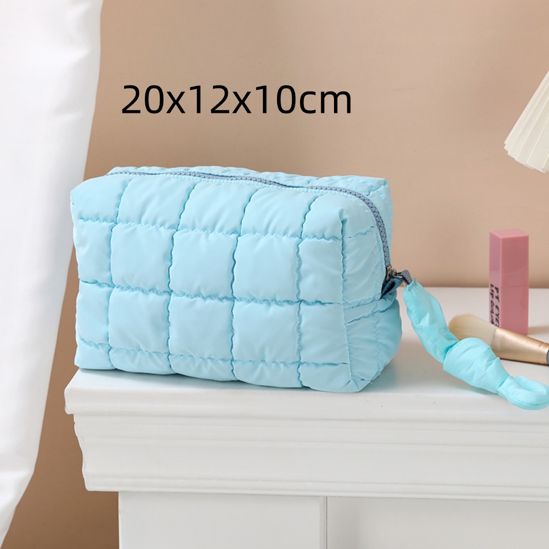 Makeup Bag Travel Toiletry Bag, Puffy Padded Make Up Bags for Women Makeup Organizer Case, Wide-open Pouch Purse Travel Essentia: Khaki