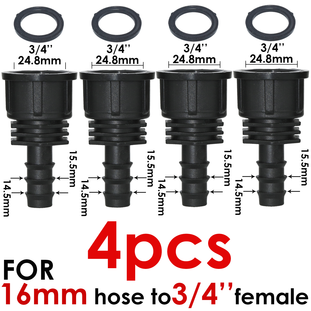 KESLA 4pcs Female Thread Connector 1/2 3/4" to Barb 16mm 20 25 PE Hose Adapter Irrigation Planter Drip System Garden Pipe Repair: Gold