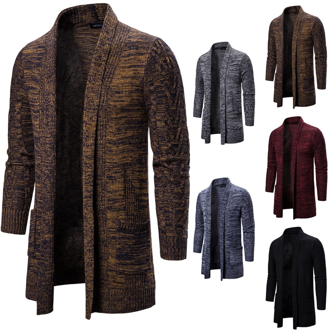 Mannen Lange Gebreide Trui Jassen Casual Vest Mannen X-Lange Gebreide Vest Jas Effen Kleur Sweatercoat