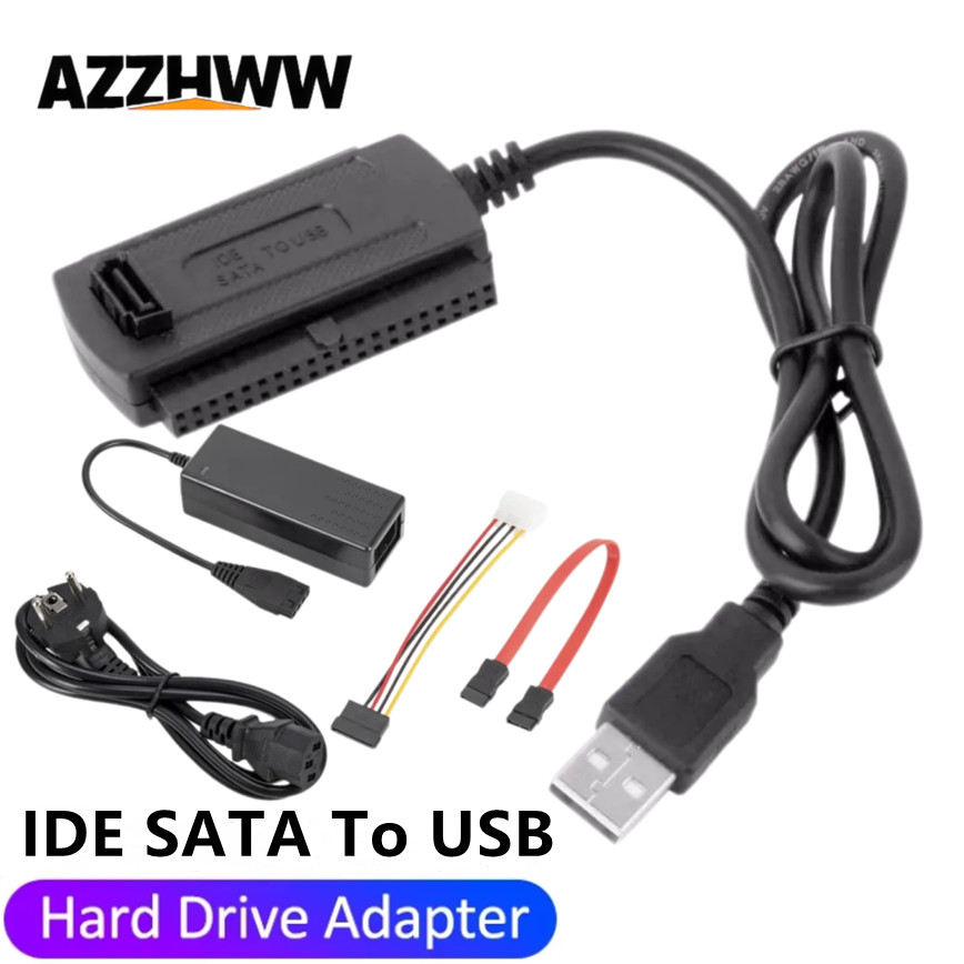Adaptateur de disque dur SATA IDE PATA vers USB 3 en 1, câble USB 2.0 vers SATA IDE pour disque dur 2.5 "/3.5"/5.25 ", disque dur HDD SSD, PC de bureau et ordinateur portable