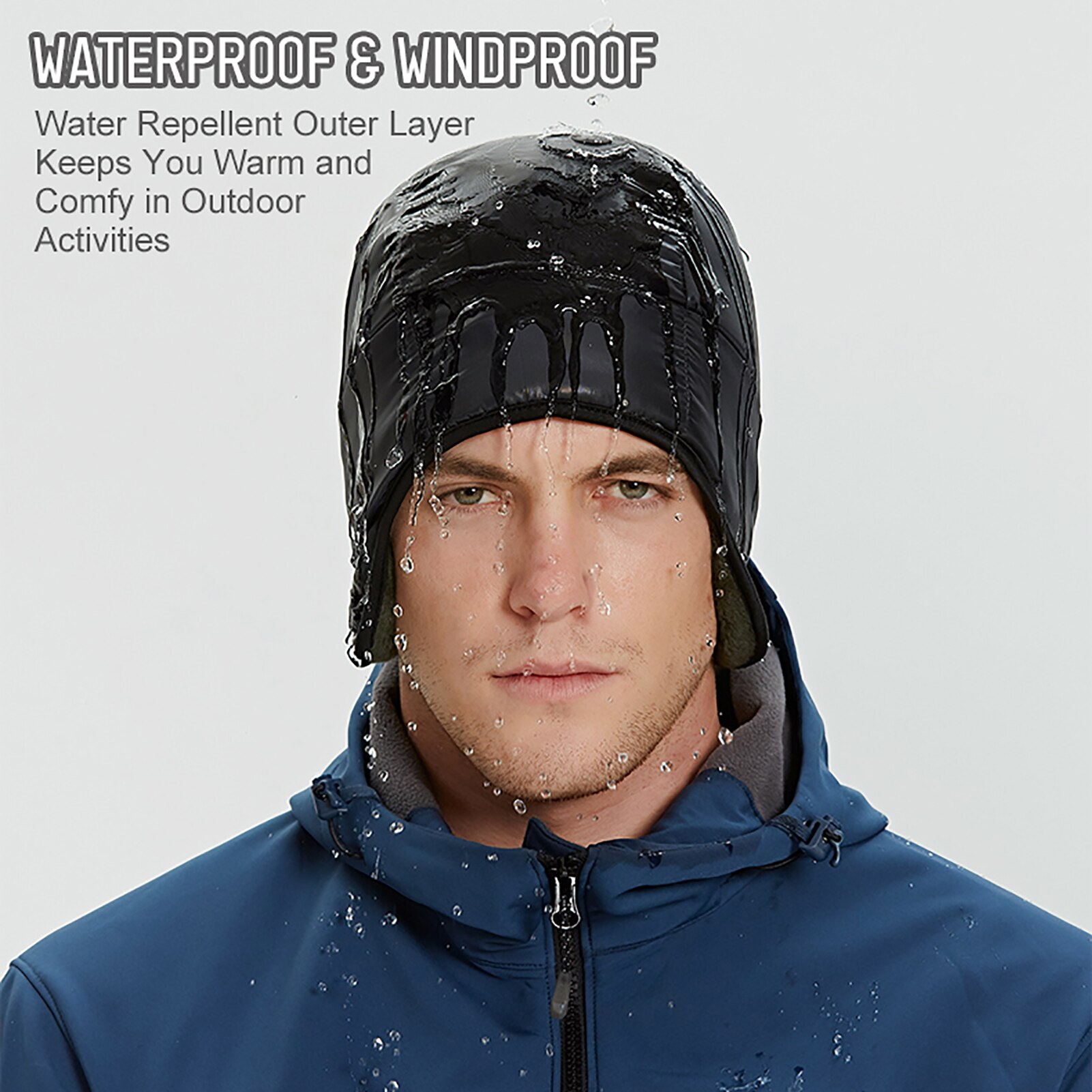 Män kvinnor utomhus vintermössa tjock fleece varm vattentät vindtät cykling skridskoåkning skidåkning mössa cykelhjälm innermössa