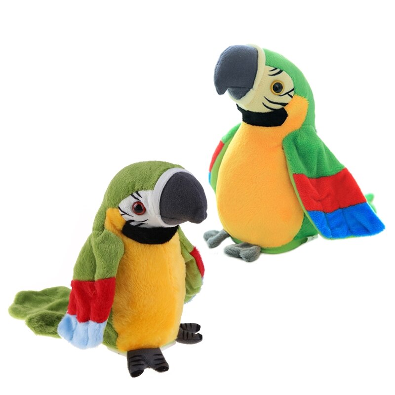 Electric Plush Parrot Speaking Talking Repeats Waving Education Simulation Bird