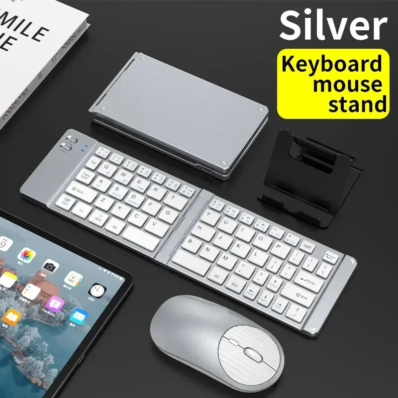 Tragbare Tastatur und Maus Bluetooth schlanke Falt tastatur Tablette-Telefonst änder wiederauf ladbar 2,4g für iPad Smartphone Laptop: Rubin rot