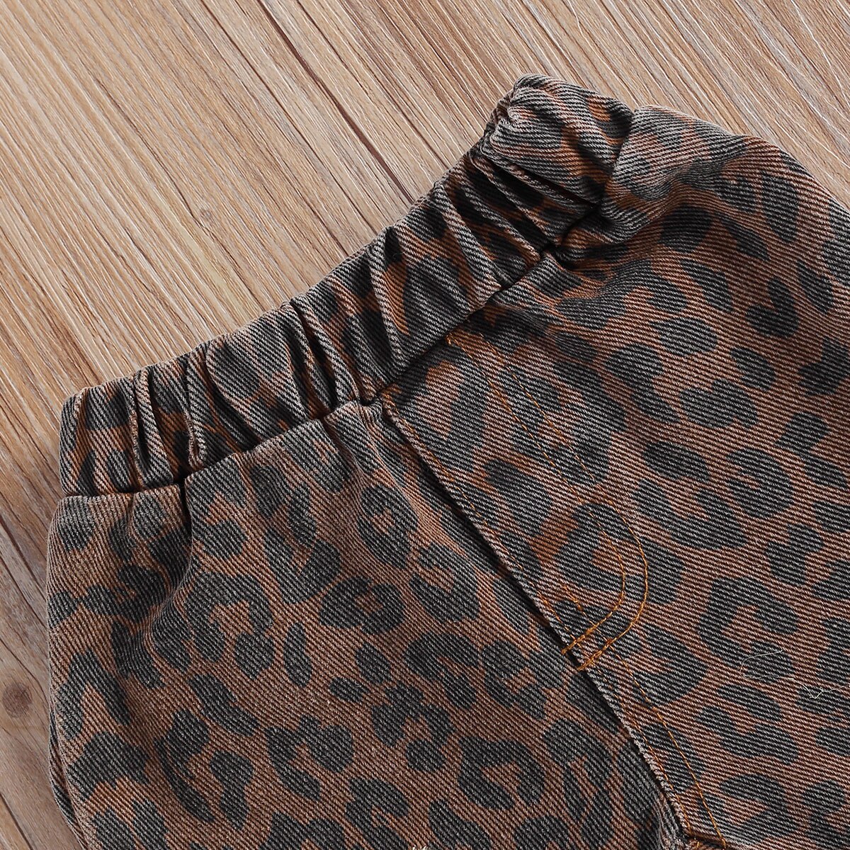 Pantalones acampanados con estampado de leopardo para niñas pequeñas pantalones con rasgado ropa de primavera y otoño 1-6 años