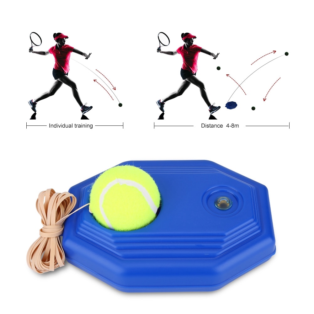 Azul 1pc raquete de plástico bola trainer única base prática tênis elástico exercício dispositivo treinamento tênis acessórios